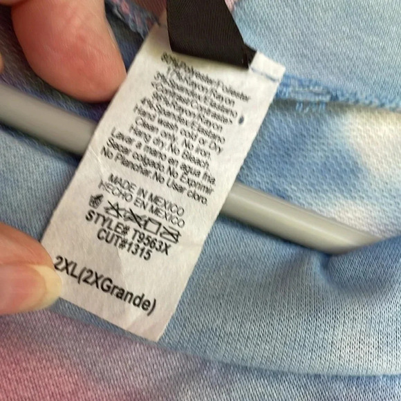 Lovely Souls Blue Pink Tie Dye Raglan Short Sleeved T-shirt - Picture 7 of 9